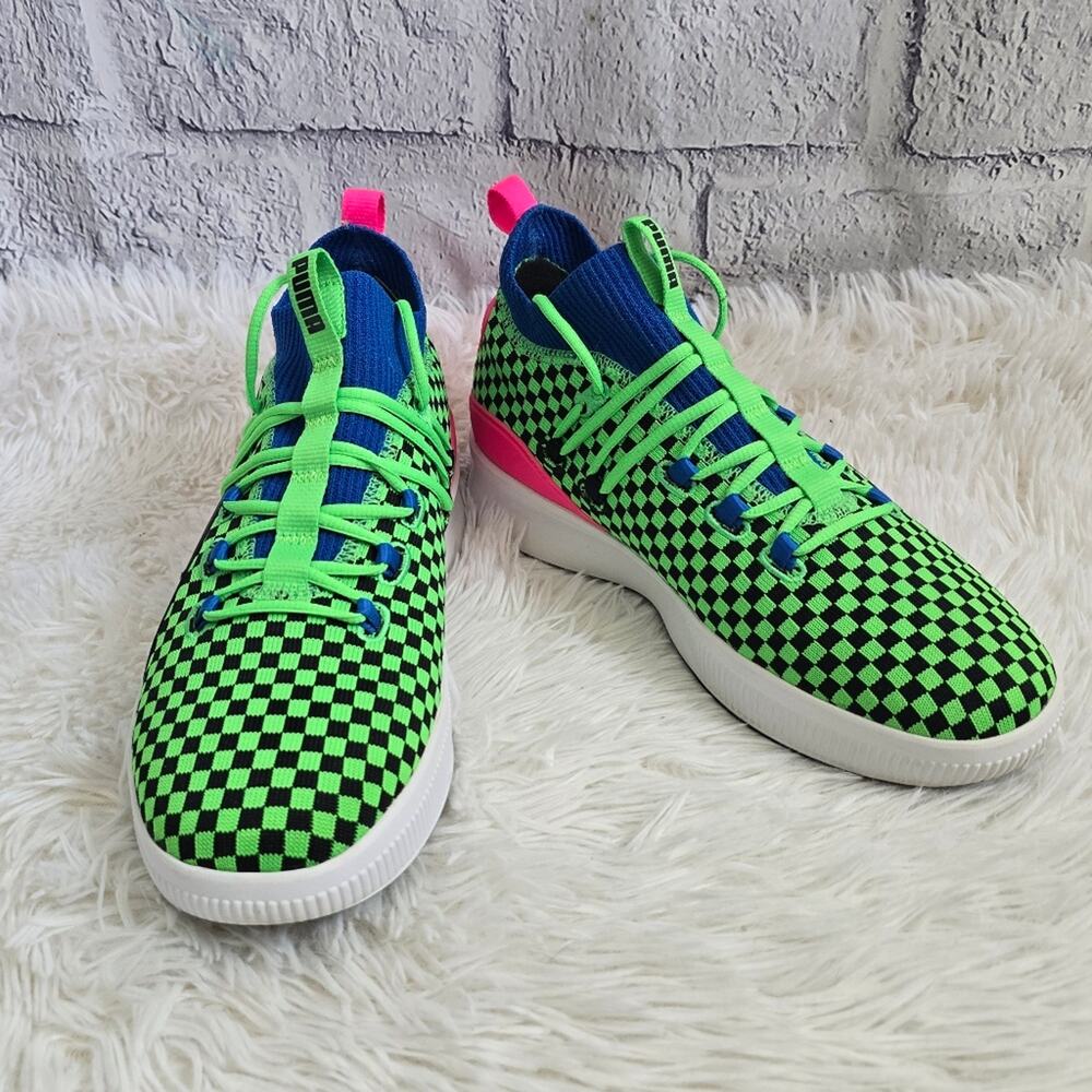 Puma Men's Clyde Court Summertime Basketball Sneaker Fluro Green Size 9